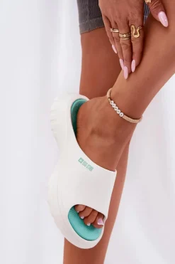 Damskie Big Star Shoes Piankowe Klapki Damskie Big Star RR274A586 Białe