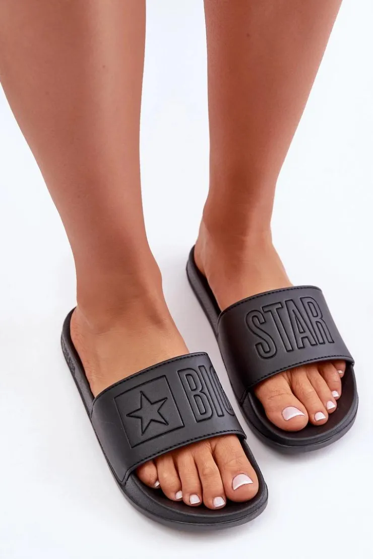 Big Star Shoes Klapki Damskie Big Star|Klapki Damskie Klasyczne*Piankowe Klapki Damskie Big Star OO274040 Czarne Czarny
