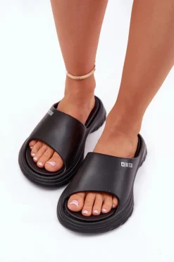 Clearance Big Star Shoes Piankowe Klapki Damskie Big Star RR274A577 Czarne Czarny