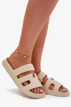 Damskie Evento Piankowe Klapki Damskie Beżowe Dimelle