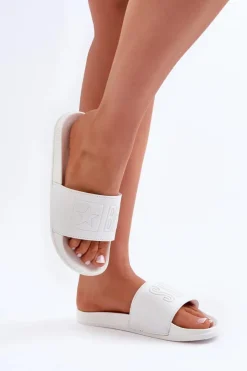 Damskie Big Star Shoes Piankowe Klapki Damskie Big Star OO274042 Białe