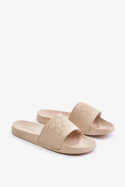 Outlet Big Star Shoes Piankowe Klapki Damskie Big Star OO274043 Beżowe Beżowy