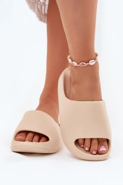 Boto Klapki Basenowe|Klapki Na Platformie*Piankowe Klapki Damskie Beżowe Rivasol