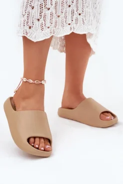 Damskie Boto Piankowe Klapki Damskie Ciemnobeżowe Rivasol