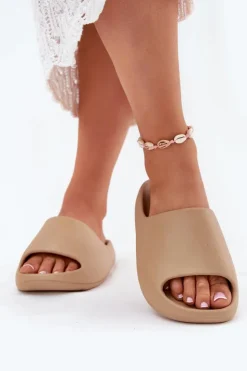 Damskie Boto Piankowe Klapki Damskie Ciemnobeżowe Rivasol