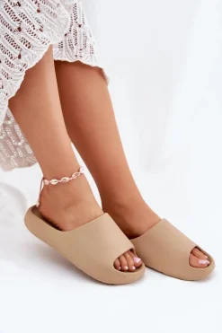 Damskie Boto Piankowe Klapki Damskie Ciemnobeżowe Rivasol