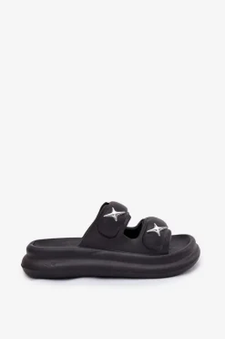 Boto Klapki Basenowe|Klapki Na Platformie*Piankowe Klapki Damskie Na Platformie Czarne Falowena Czarny