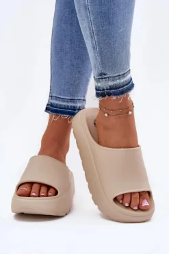 Sale Evento Piankowe Klapki Damskie Na Platformie Beżowe Xalvania Beżowy