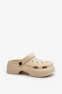 Boto Klapki Basenowe|Klapki Na Platformie*Piankowe Klapki Damskie Na Masywnej Podeszwie Beżowe Danollia