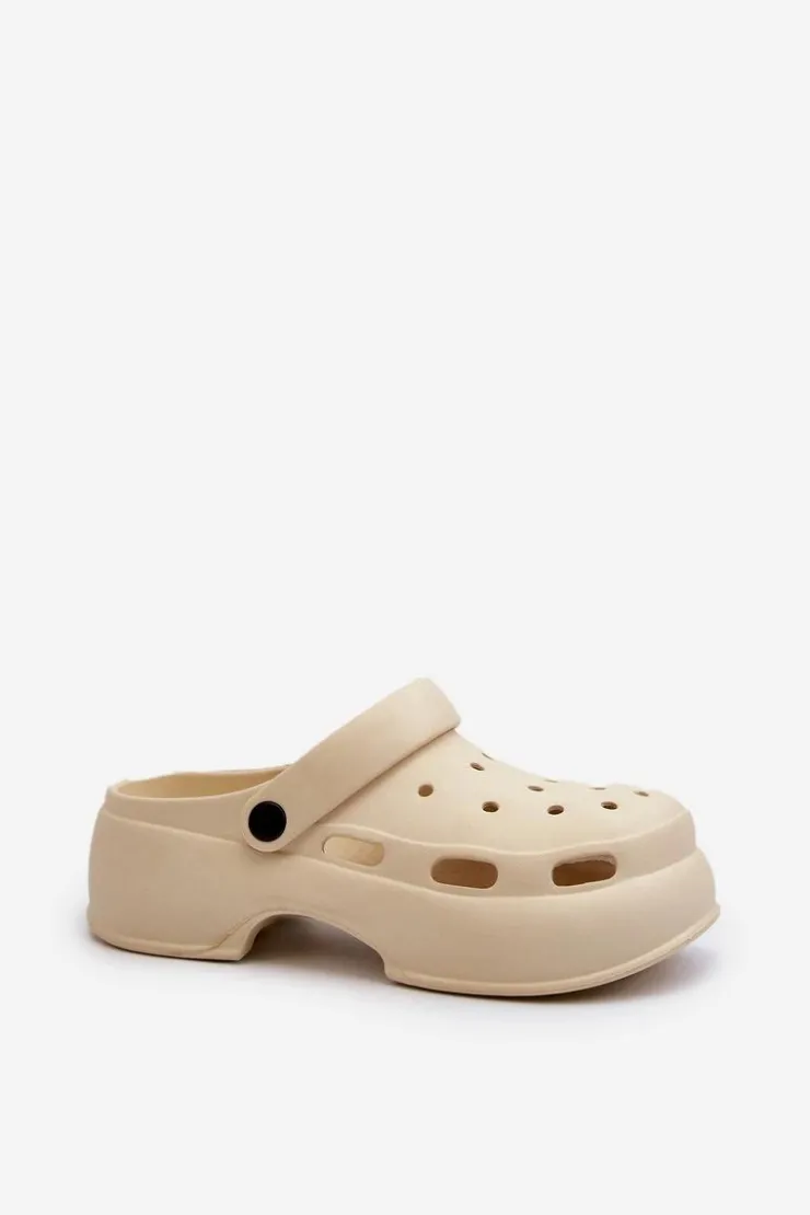 Boto Klapki Basenowe|Klapki Na Platformie*Piankowe Klapki Damskie Na Masywnej Podeszwie Beżowe Danollia