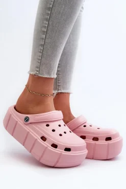 Boto Piankowe Klapki Damskie Na Platformie Różowe Itubia