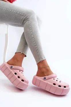 Boto Piankowe Klapki Damskie Na Platformie Różowe Itubia