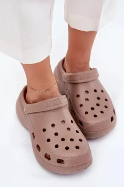 Damskie Big Star Shoes Piankowe Klapki Damskie Na Masywnej Podeszwie Big Star RR274A121 Ciemnobeżowe