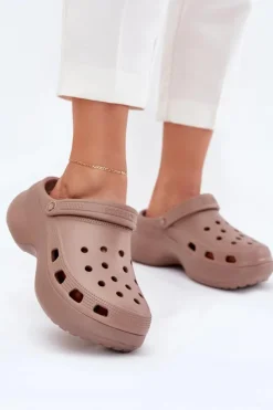 Damskie Big Star Shoes Piankowe Klapki Damskie Na Masywnej Podeszwie Big Star RR274A121 Ciemnobeżowe