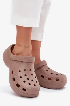 Damskie Big Star Shoes Piankowe Klapki Damskie Na Masywnej Podeszwie Big Star RR274A121 Ciemnobeżowe