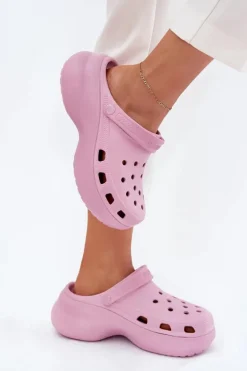 Discount Big Star Shoes Piankowe Klapki Damskie Na Masywnej Podeszwie Big Star RR274A120 Różowe Różowy