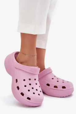 Discount Big Star Shoes Piankowe Klapki Damskie Na Masywnej Podeszwie Big Star RR274A120 Różowe Różowy