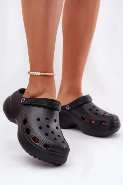 Damskie Big Star Shoes Piankowe Klapki Damskie Na Masywnej Podeszwie Big Star RR274A118 Czarne