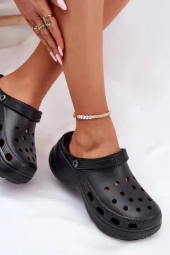 Damskie Big Star Shoes Piankowe Klapki Damskie Na Masywnej Podeszwie Big Star RR274A118 Czarne