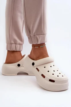 Damskie Boto Piankowe Klapki Damskie Na Masywnej Podeszwie Białe Danollia