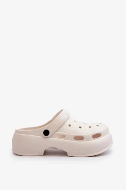 Damskie Boto Piankowe Klapki Damskie Na Masywnej Podeszwie Białe Danollia