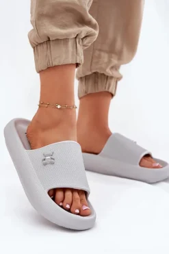 Buty damskie Vinceza Klapki Basenowe|Klapki Na Platformie*Piankowe Klapki Damskie Na Platformie Z Misiem Vinceza 75210 Szare Szary