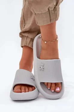 Buty damskie Vinceza Klapki Basenowe|Klapki Na Platformie*Piankowe Klapki Damskie Na Platformie Z Misiem Vinceza 75210 Szare Szary