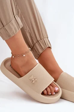 Damskie Buty damskie Vinceza Piankowe Klapki Damskie Na Platformie Z Misiem Vinceza 75210 Beżowe