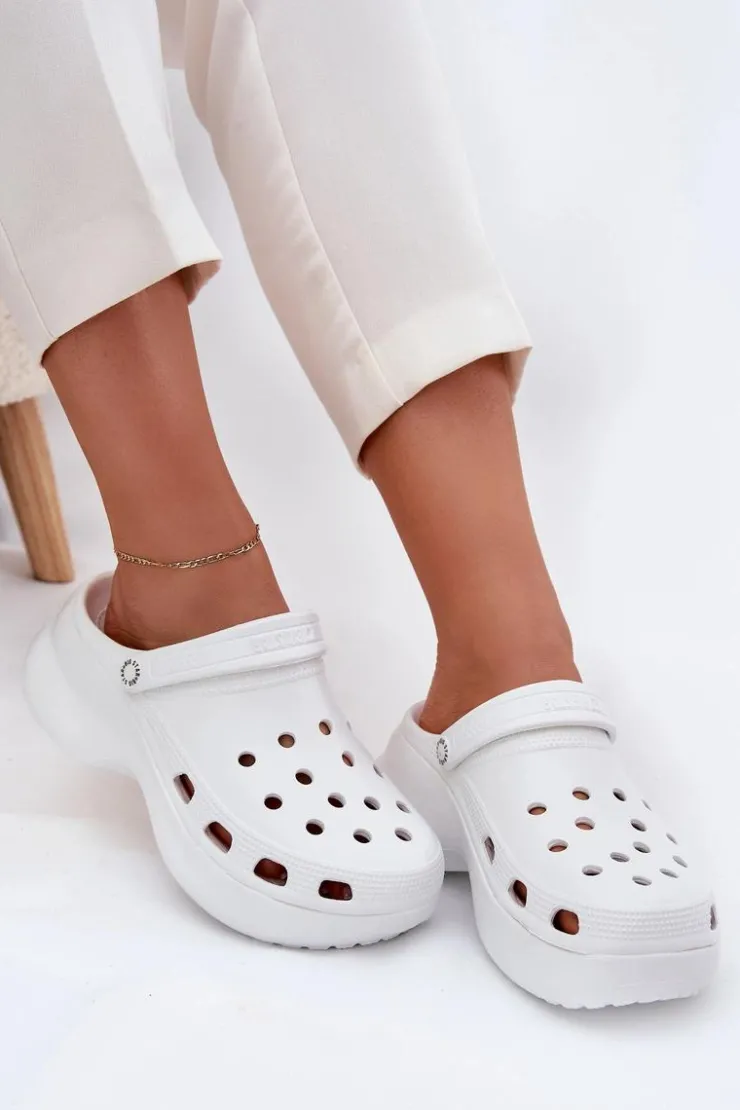 Big Star Shoes Klapki Damskie Big Star|Klapki Basenowe*Piankowe Klapki Damskie Na Masywnej Podeszwie Big Star RR274A119 Białe Biały