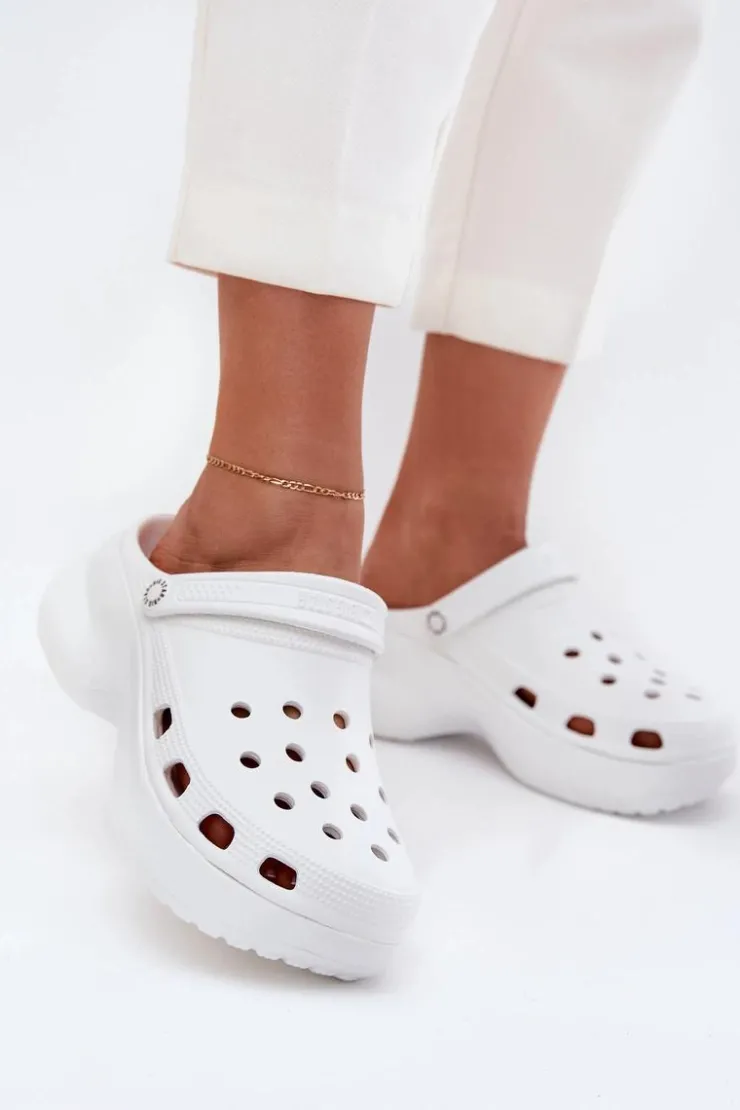 Big Star Shoes Klapki Damskie Big Star|Klapki Basenowe*Piankowe Klapki Damskie Na Masywnej Podeszwie Big Star RR274A119 Białe Biały