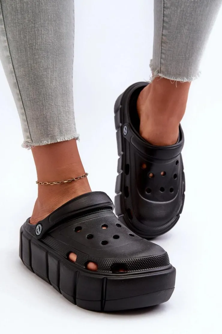 Boto Klapki Basenowe|Klapki Na Platformie*Piankowe Klapki Damskie Na Platformie Czarne Itubia Czarny