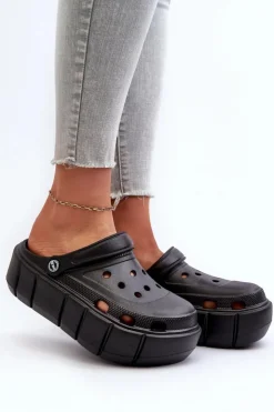 Boto Klapki Basenowe|Klapki Na Platformie*Piankowe Klapki Damskie Na Platformie Czarne Itubia Czarny