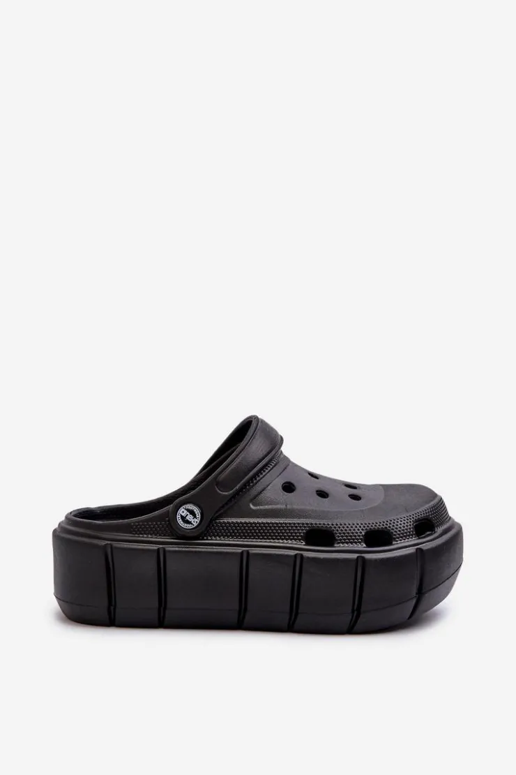 Boto Klapki Basenowe|Klapki Na Platformie*Piankowe Klapki Damskie Na Platformie Czarne Itubia Czarny