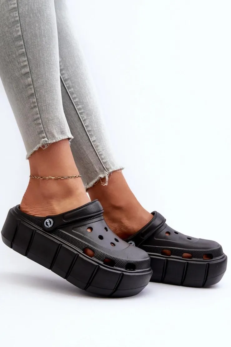 Boto Klapki Basenowe|Klapki Na Platformie*Piankowe Klapki Damskie Na Platformie Czarne Itubia Czarny