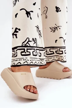 Damskie Big Star Shoes Piankowe Klapki Damskie Na Platformie Big Star RR274A569 Beżowe