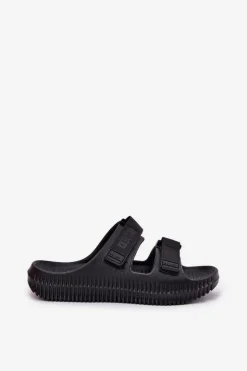 Big Star Shoes Klapki Damskie Big Star|Klapki Basenowe*Piankowe Klapki Damskie Z Rzepami Big Star RR274A527 Czarne