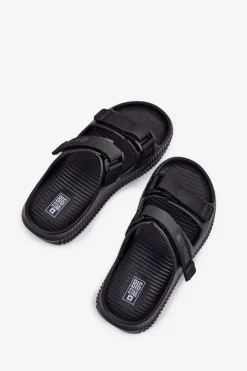 Big Star Shoes Klapki Damskie Big Star|Klapki Basenowe*Piankowe Klapki Damskie Z Rzepami Big Star RR274A527 Czarne