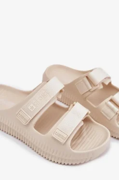 Damskie Big Star Shoes Piankowe Klapki Damskie Z Rzepami Big Star RR274A529 Beżowe