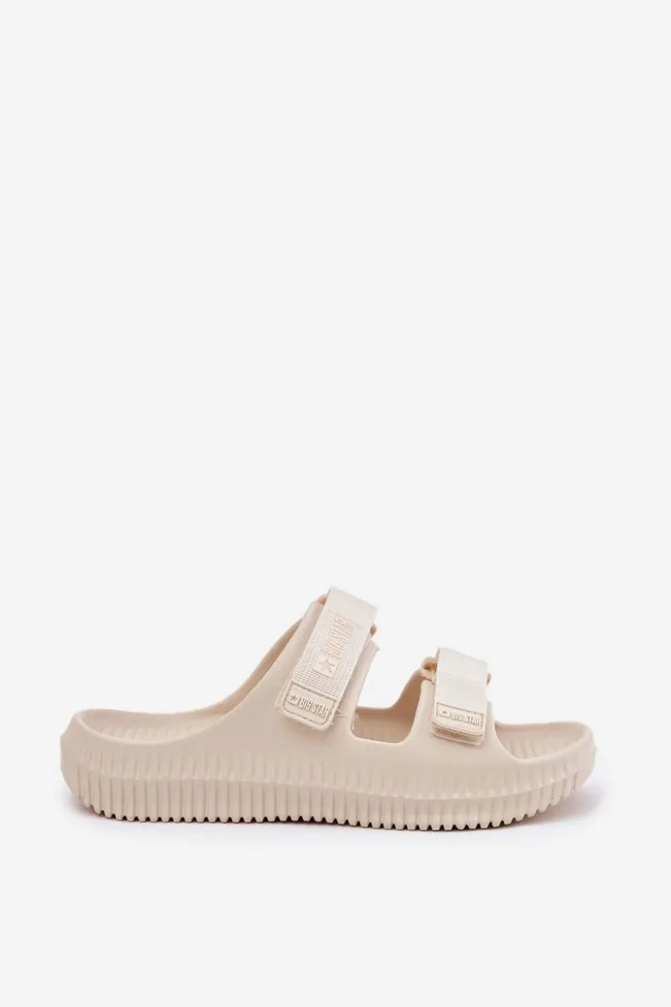 Damskie Big Star Shoes Piankowe Klapki Damskie Z Rzepami Big Star RR274A529 Beżowe