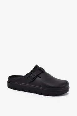 Evento Klapki Basenowe|Klapki Na Platformie*Piankowe Klapki Damskie Z Paskiem I Klamrą Czarne Larinie