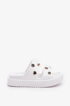 Damskie Boto Piankowe Klapki Damskie Z Przypinkami Białe Ravanala