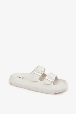 Buty damskie Vinceza Klapki Basenowe|Klapki Na Platformie*Piankowe Klapki Damskie Z Klamrami Vinceza 76056 Białe Biały