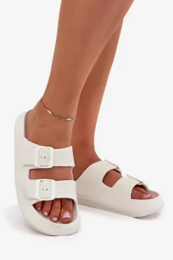 Buty damskie Vinceza Klapki Basenowe|Klapki Na Platformie*Piankowe Klapki Damskie Z Klamrami Vinceza 76056 Białe Biały