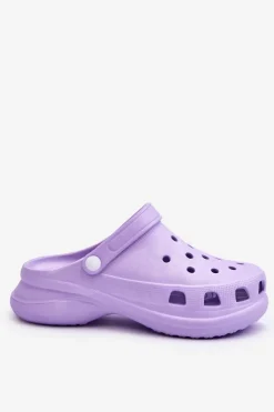 Hot Boto Piankowe Klapki Kroksy Na Masywnej Podeszwie Fioletowe Katniss