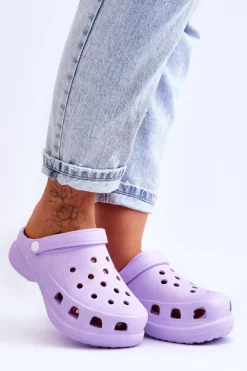 Hot Boto Piankowe Klapki Kroksy Na Masywnej Podeszwie Fioletowe Katniss