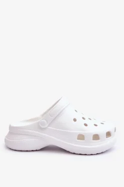 Clearance Boto Piankowe Klapki Kroksy Na Masywnej Podeszwie Białe Katniss