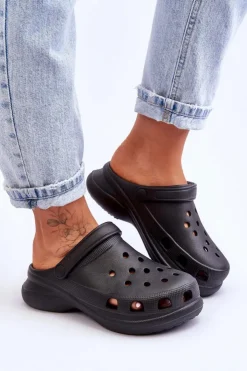 Boto Klapki Basenowe|Klapki Damskie Klasyczne*Piankowe Klapki Kroksy Na Masywnej Podeszwie Czarne Katniss