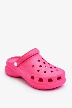 Damskie Boto Piankowe Klapki Kroksy Na Masywnej Podeszwie Ciemnoróżowe Katniss