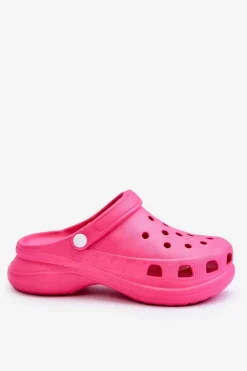 Damskie Boto Piankowe Klapki Kroksy Na Masywnej Podeszwie Ciemnoróżowe Katniss