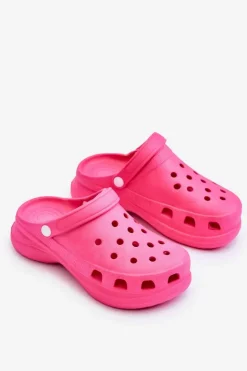 Damskie Boto Piankowe Klapki Kroksy Na Masywnej Podeszwie Ciemnoróżowe Katniss